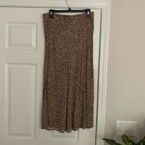 Tan and black cheetah leopard print midi skirt